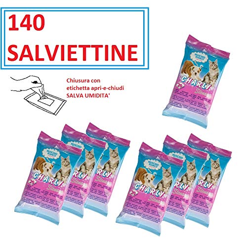 BPS PET SHOP SALVIETTINE per Cani E Gatti, 140 SALVIETTINE Profumo Muschio Bianco, SALVIETTINE UMIDIFICATE per IGIENE per Animali (Formato CONVENIENZA)