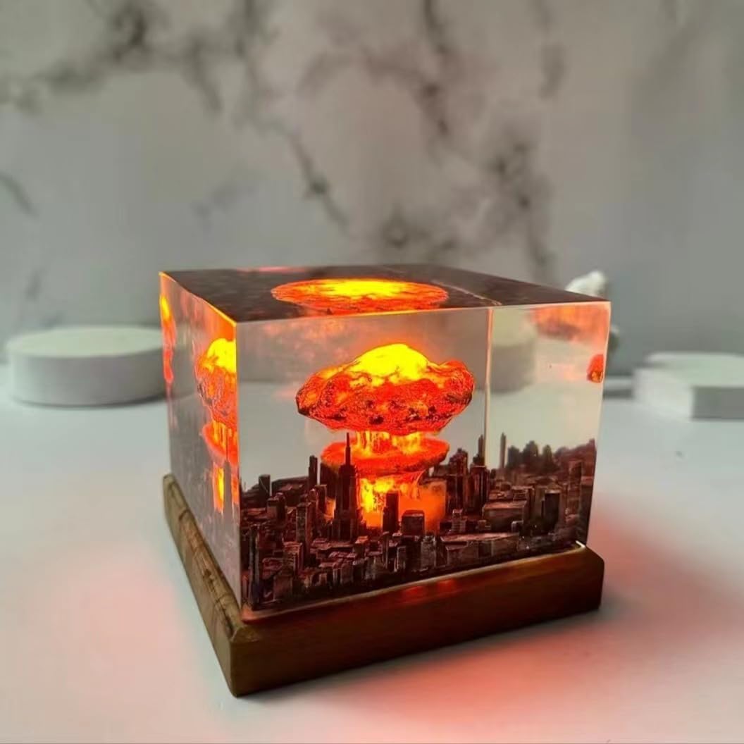 Luz nocturna para niños, originalidad cristales explosión nube de hongos, luz nocturna, bomba atómica Oppenheimer, lámpara de mesita de noche USB, lámpara de habitación infantil, juguete LED