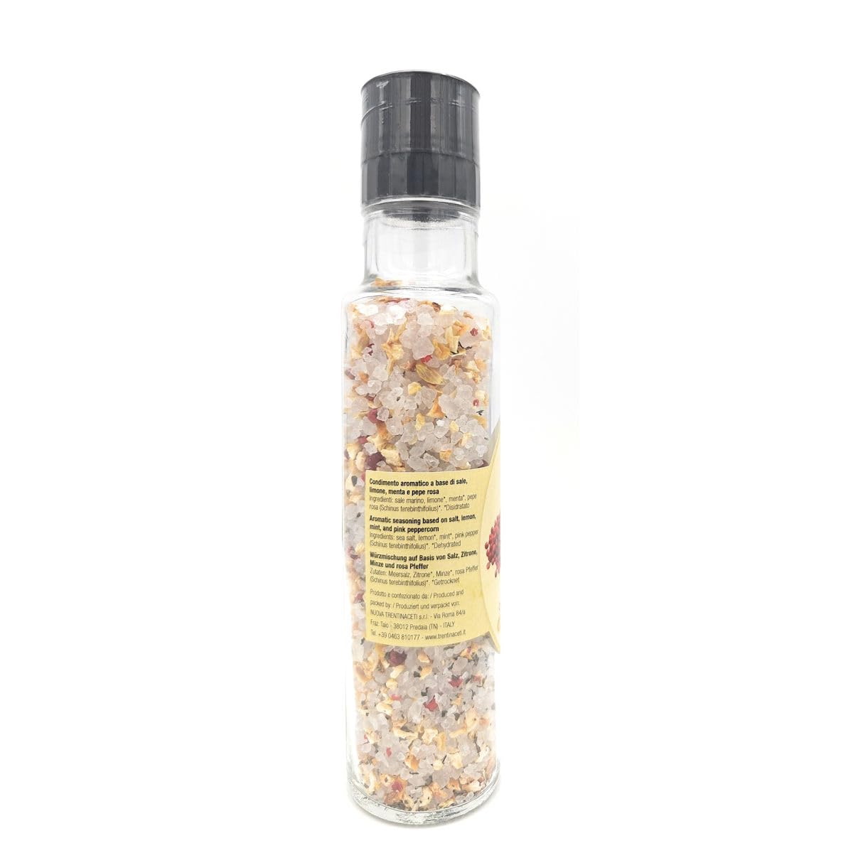 TrentinAceti Limone, MENTA e PEPE ROSA - Italienische Salzmischung - Italienische Gewürzmischung - höchste Qualität - 220g, Menge:12 Stück