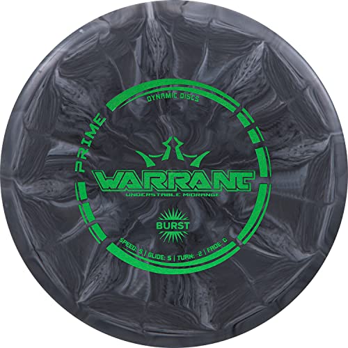Dynamic Discs Prime Burst Warrant Disc Golf, Beginner Friendly Frisbee Discs Golf, Understable Midrange Discs, 170g+, Gray