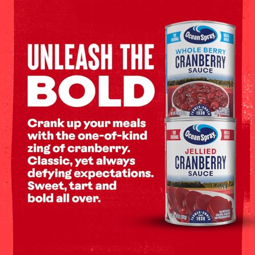 Ocean Spray Jellied Cranberry Sauce, Canned Side Dish, 14 Oz Can (Pack of 24)