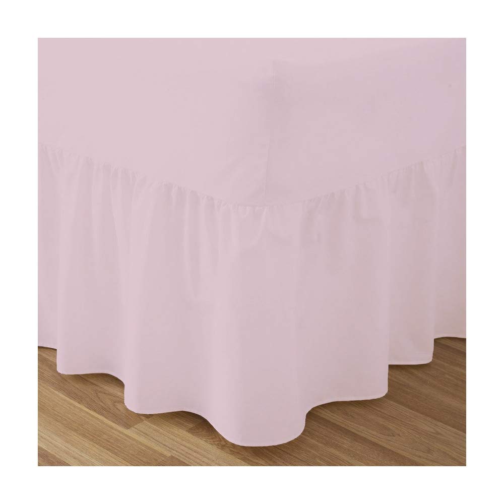 De Lavish Pink Fitted Valance Sheets Double Size Bed Sheets Dyed 9.5'' Deep Plain Poly Cotton Bedding 11'' Frilly Drop,