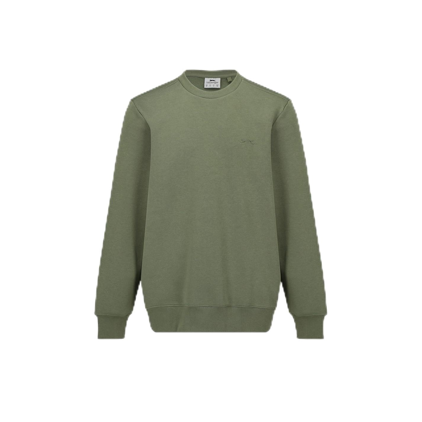 Slazenger Mens Fleece Crew Sweater Long Sleeve Khaki S