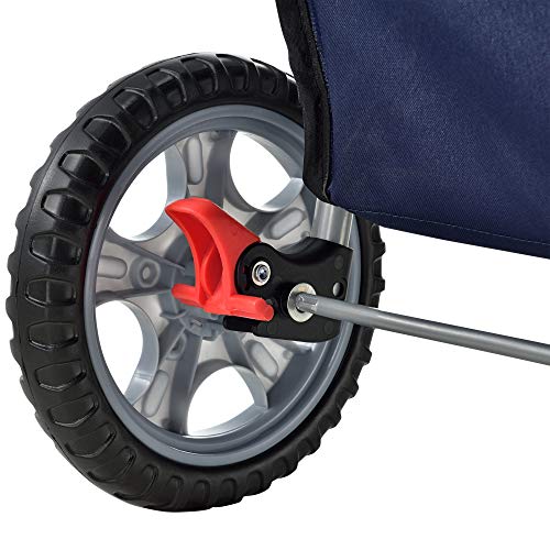 pro.tec Hundewagen 'Niceville' Pet Stroller Hundebuggy Regenschutz zum Schieben Roadster inkl. Einkaufstasche Blau