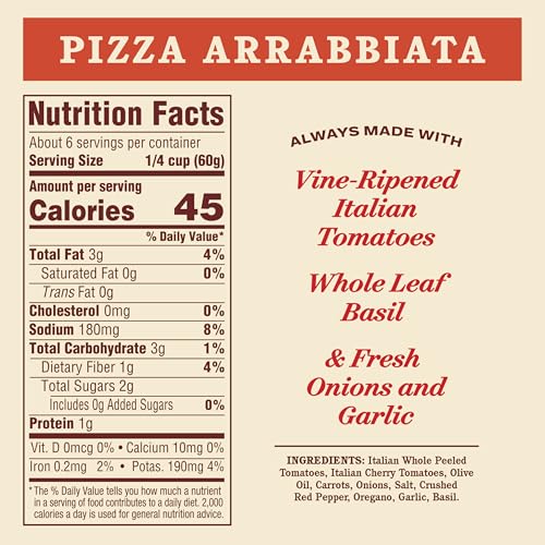 Image of Rao's Homemade Arrabbiata Pizza Sauce Made with Italian Tomatoes, 12.3 oz (Pack of 6)