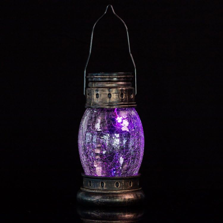 Mining Lantern with Crackle Ball - Bright White LED, Colour Changing LED - Home and Garden Décor - Candle Holder Lamp - Available Colours: Bronze, Pewter - Height: 20cm (Approx.)
