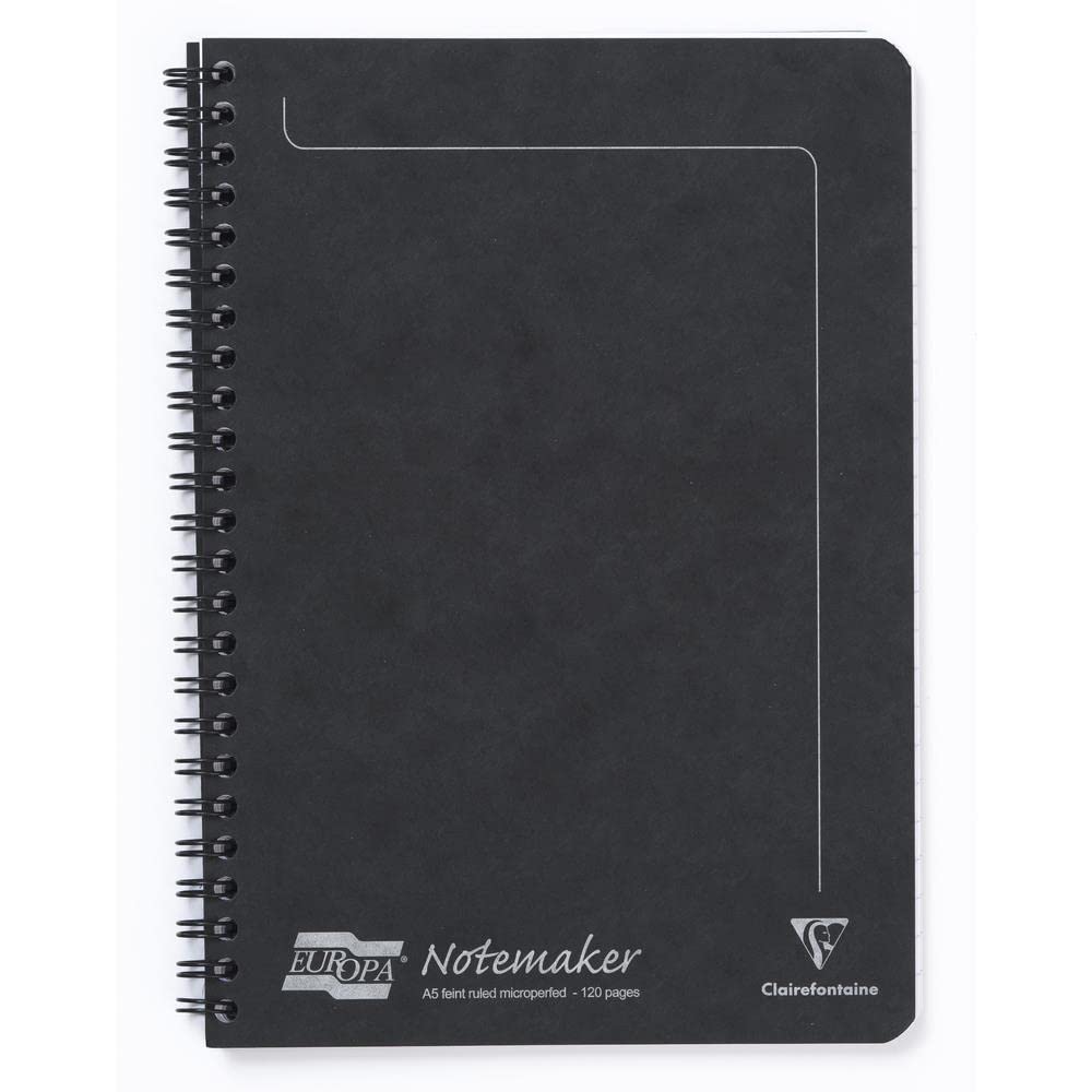 Europa Notemaker Book Sidebound Ruled 80gsm 120 Pages A5 Black Ref 4852Z [Pack 10]