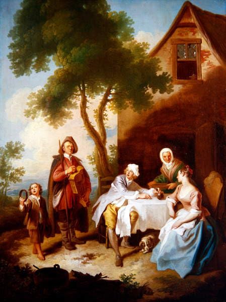 Impression Sur Toile la Visite du Ménestrel Mercier Peinture 60x90