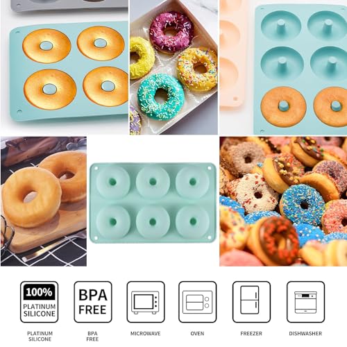 4 PCS Donut Mould, Non-Stick 6 Cavity Silicone Doughnut Tray Pan, Large Baking Molds (Blue, Pink, Green, Purple) - Image 5