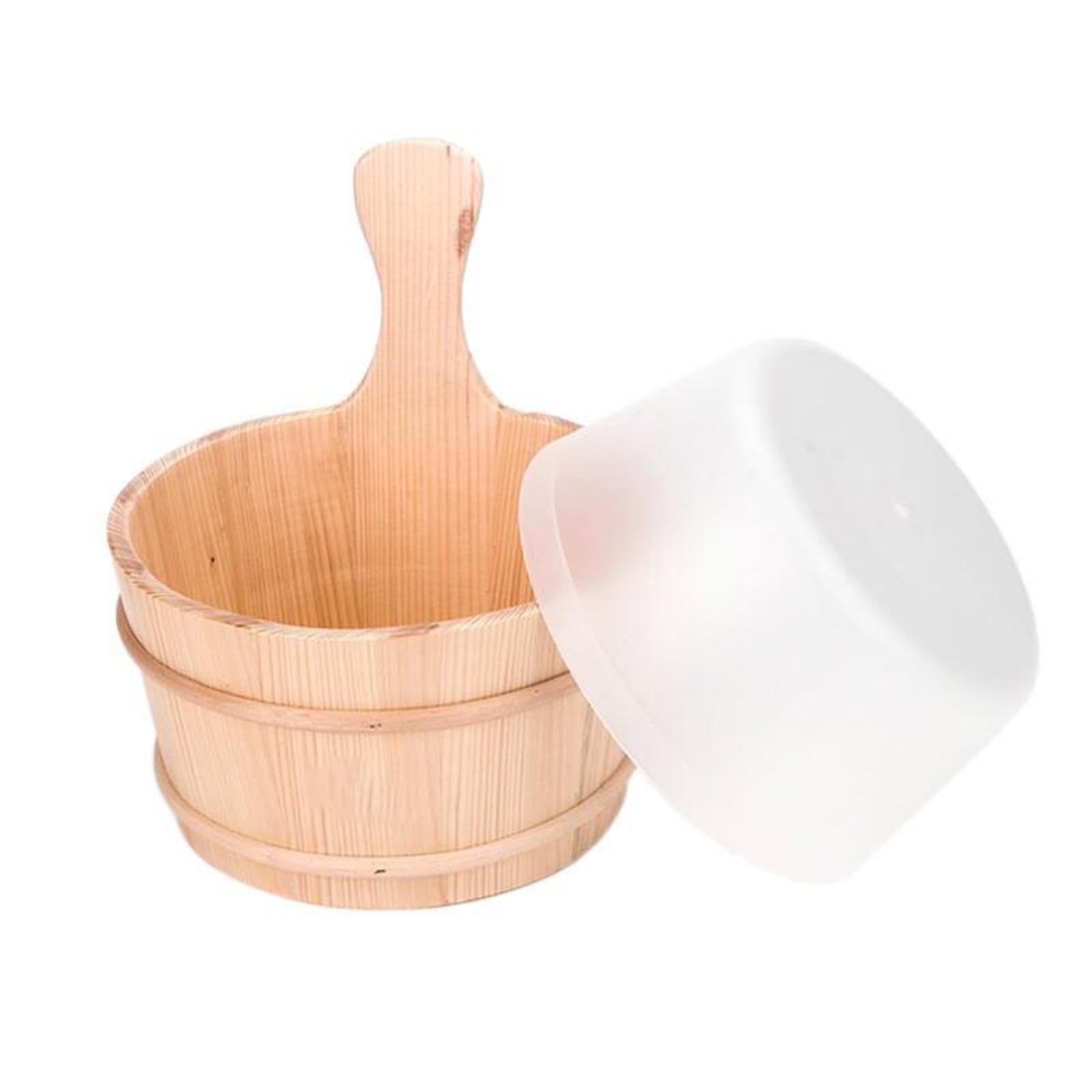 Qianly Saunaeimer Und Schöpfkelle, Aufbewahrungsbehälter Aus Holz, 4 L, Multifunktionales Sauna, Sauna Zubehör für Saunaraum, SPA