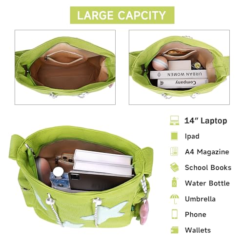 Image of Cute Tote Bag for Women, Aesthetic Canvas Crossbody Bag Y2k Star Hobo Shoulder Purse Kawaii Zipper Messenger Bag | Cute