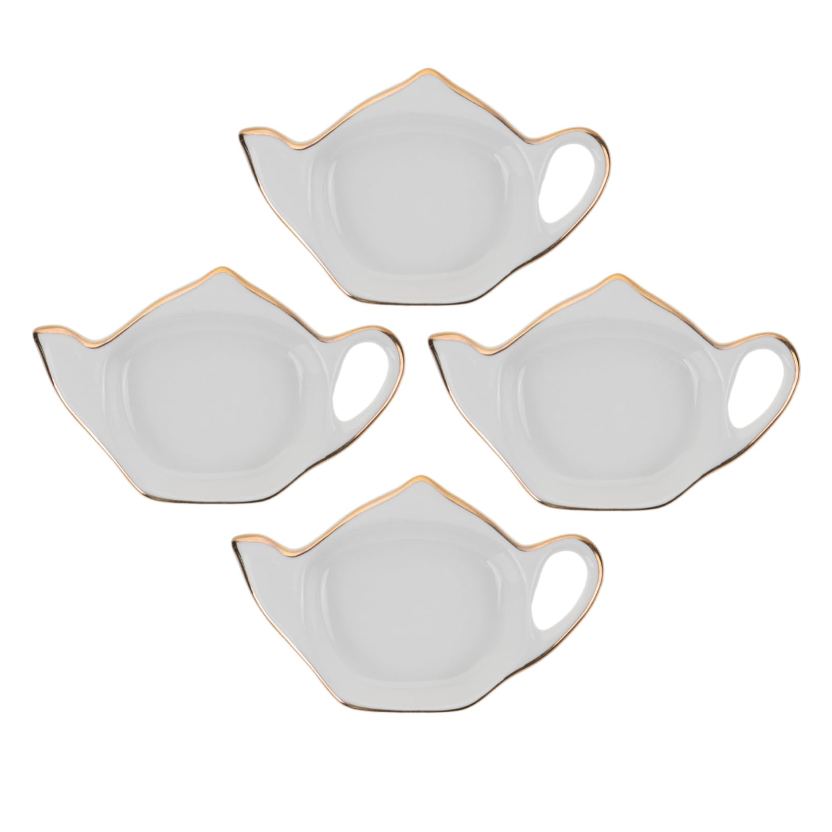 ULTECHNOVO 4pcs Tea Bag Saucer Absorbent Coasters for Drinks Teapot Coaster Washable Tea Bag Rest Tea Bag Dish Teabag Tea Bag Coaster Reusable Cup Coasters Sauce Dish Ceramics White