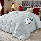 Utopia Bedding Edredón de Fibra 200x200 cm, Fibra Hueca siliconada, 370 gr/m² (Gris Claro, Cama 105-200 x 200 cm)