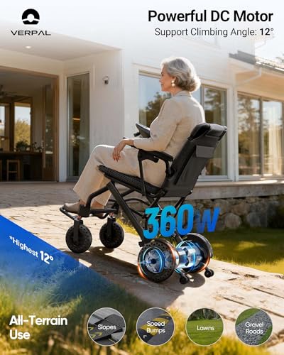 Image of 34lbs Lightweight Electric Wheelchair, Foldable Electric Wheelchair for Adults, Seniors, 360W Dual Motor Power Wheelchair 12.5 Miles for Travel, Park Hospital, 220 lbs Capacity-6Ah 18.5 inch Seat