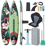 ZLX Planche de Paddle Gonflable Touring 350cm avec Siège Kayak | Sup Rapide et Stable Longue Distance, Charge 180kg, Stand Up Paddle Board Exploration