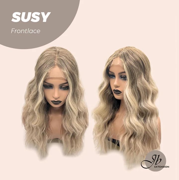 Miniatura 6 de Peluca de encaje frontal SUSY mezcla de rubio, pelucas onduladas para mujer, pelucas sintéticas naturales para uso diario (pelucas de cabello
