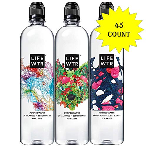 LIFEWTR Premium Purified Water, pH Balanced with Electrolytes for Taste, 23.7 Fl Oz Flip Cap Bottles, 700 mL (45 Count) (45 Count Total)