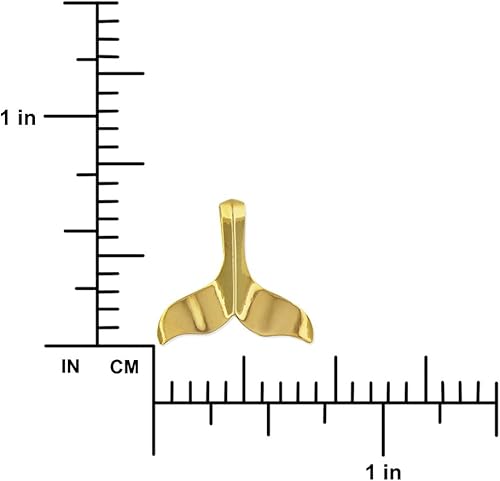 Miniatura 7 de Collar con colgante de cola de ballena lisa de plata de ley con cadena