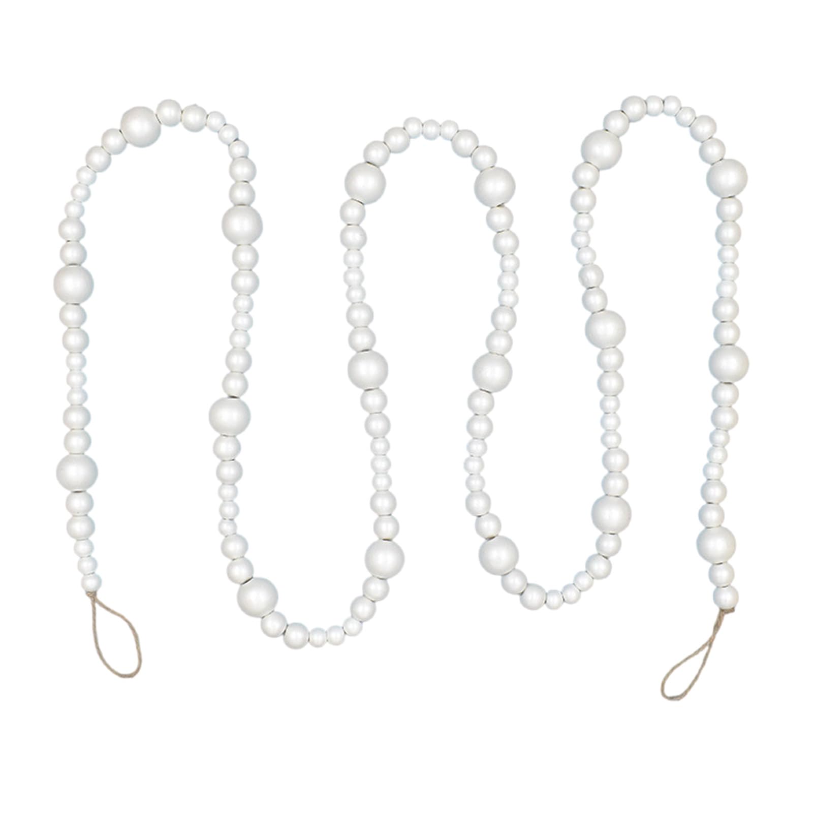 Tsophreniq Christmas Wood Beads String 7 Feet Long Beads with Strong Rope Home Decoration Wood Bead