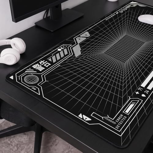 Image of Extended Desk Mat 458 x 915 mm | Premium Abstract Purple Desk Mat with Stitched Edges | 3mm Thick Non-Slip Desk Pad for Gaming, Office & Workstation (Gaming HUD)