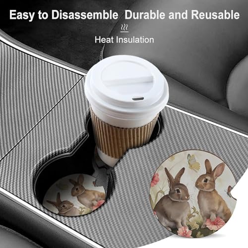 4 posavasos para auto lindos Bunny universales 2.56 pulg miniatura 4
