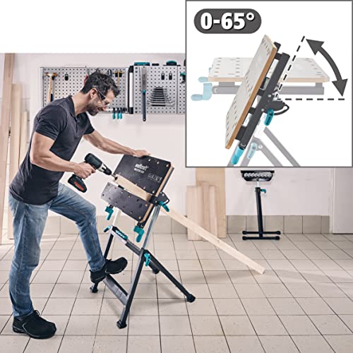 wolfcraft Klem- en werktafel Master 650 Ergo - traploos in hoogte verstelbaar - incl. vlakke spaninrichting, buisspaninrichting en inzetplank - mobiel - draagvermogen 120 kg - Made in Europe - 6870000 - Afbeelding 3