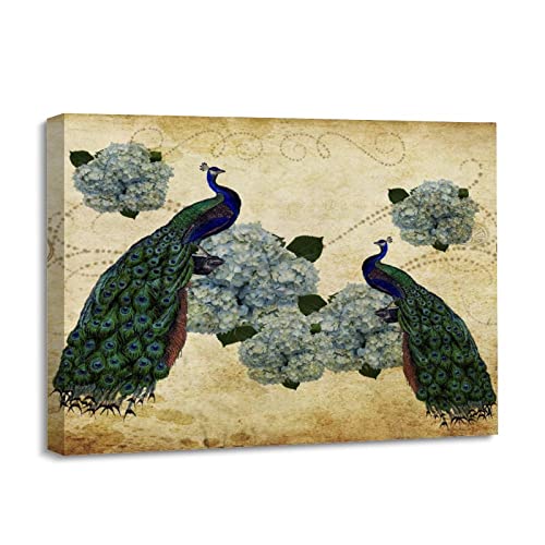 Impression sur toile paon rétro tableau botanique pour décoration ferme moderne