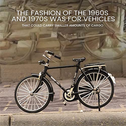 Image of Vucootli 2023 DIY Retro Bicycle Model Ornament for Kids, 1:10 Simulation Mini Bicycle Model Scale Kit with Inflator and Briefcase, Finger Bike Models Toys, Creative Iron Art Tabletop Ornament Toys