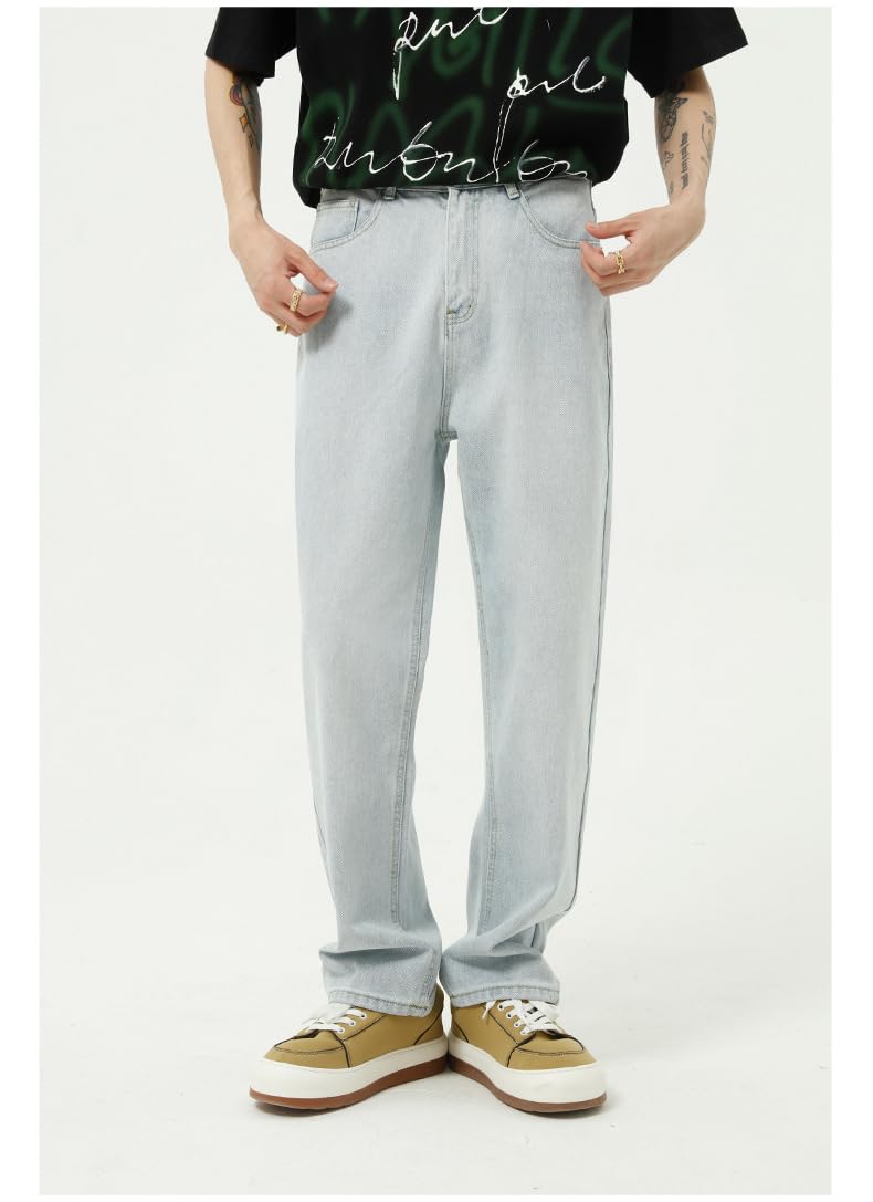 Jeans Pantalon Mode Für Herren Grundweiß Schlichte Jeans Schmal Geschnittene Herrenhose