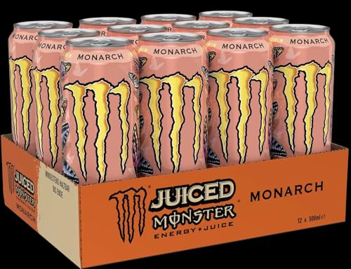 Image of Monster Juiced Monarch Energy Drink, Energy Plus Juice Formula, 500 ml Can, Pack of 3 (Product Of USA) From DECADENT FOODS