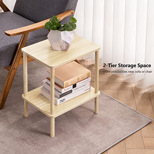 Apicizon 2 Tier End Table Set of 2, Boho Side Table with Storage Shelf, Nightstand Bedside Table for Small Spaces, Bedroom, Living Room, Entryway, Farmhouse, Easy Assembly, Light Natural - Image 6