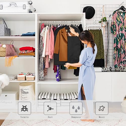 TRKETK 2 Stück Anzughüllen, Faltbar Waschbar Kleidersäcke Staubdicht Kleiderhüllen mit Klarem Fenster Schwarzer Reißverschluss Kleidersack für Anzug Mantel Jacke Hemden (60 x 100 cm)