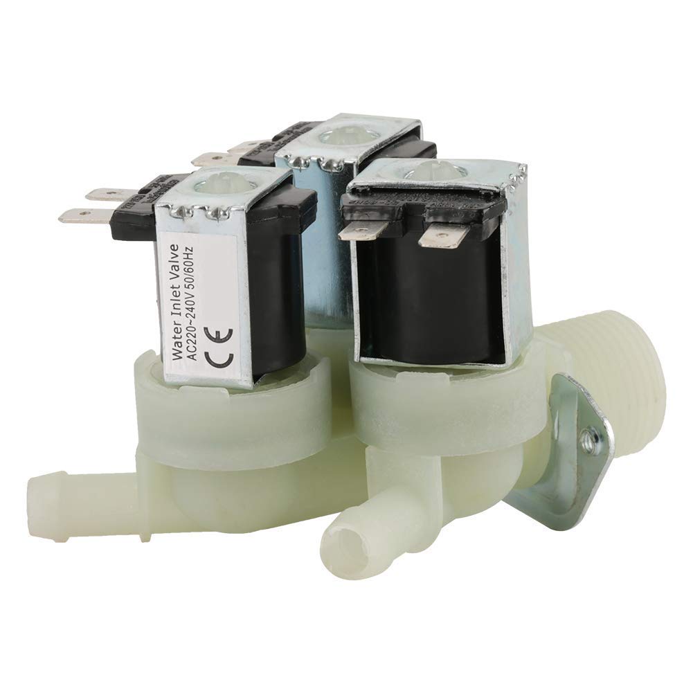 Electrovanne Electrique Entrée d'Eau 3 voies N/C Normale Fermée Électrovanne de Machine à Laver Electrique Plastique CA 220V G3 / 4