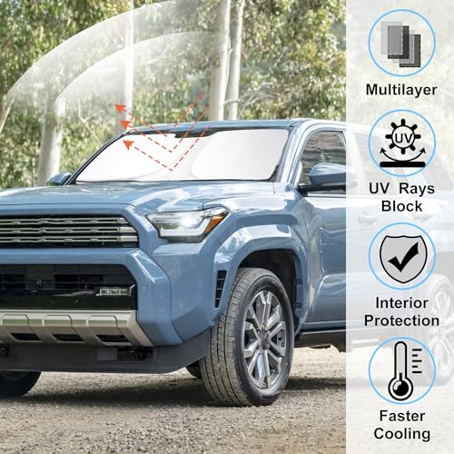 Image of Windshield Sun Shade Custom Fit for 2025 2026 Toyota 4Runner Accessories Foldable Sunshade Sun Blocker Protect Car from Sun Rays & Heat Damage Keep Car Cooler