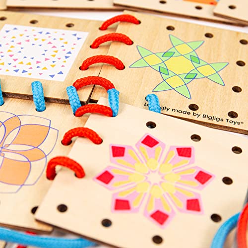 Bigjigs Toys Lacing Tiles Juguete de Madera para Habilidades Motoras miniatura 4