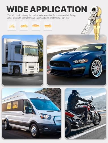 image for LUMITECO 2-Pack 1/4 Inch Female NPT Closed Ball Tire Inflator with Cli