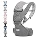 Baby Carrier with Hip Seat Baby Wrap Carrier All Season Multifunctional Baby Carrier Newborn to Toddler Baby Doll Carrier Front and Back for Men and Girls (Light Grey)