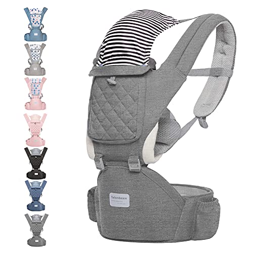 6-in-1 Baby Carrier for Newborn to Toddler, Baby Carrier with Hip Seat Lumbar Support 7-41 lbs for All Seasons & Positions, Adjustable Size for Shopping Hiking Travelling