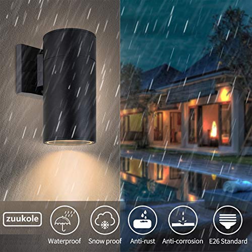 ZUUKOLE Outdoor Wall Light, Exterior Lighting - ETL Listed, Die-cast Aluminum Anti-Rust Waterproof Wall Mount Cylinder Design – 1-Direction Up or Down Light Fixture for Porch, Garage, Doorway or Patio by ZUUKOLE - Image 2
