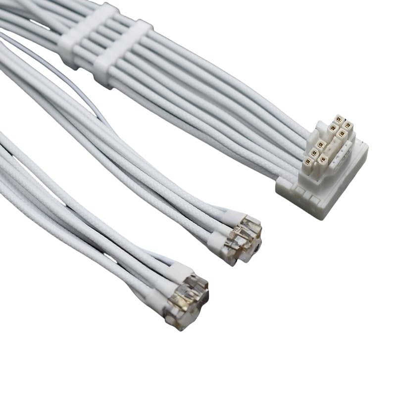 White 16AWG Modular Power Supply 2*PCI-E & CPU 8P Port to 16-pin (12+4 Braided Cable, Suitable for Plus Gold KM3 XP2 XM2 XP3) 16pin UP Bend