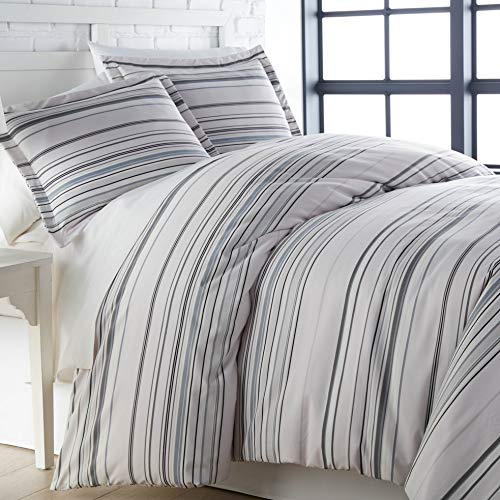 Southshore Fine Living, Inc. Quality Bedding Set, Soft Cozy Down Alternative Comforter Set, 3 Pc, Coastal Stripe Grey, King/California King #TOP14