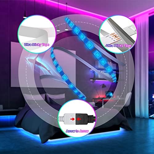 BAYAA 20M LED Strip Lights, RGB 5050 LED Light Strips Bluetooth with APP and Remote Control, 65.6FT Music Sync LED Lighting Color Changing LED Tape Lights for Bedroom, Kitchen, Living Room Decoration
