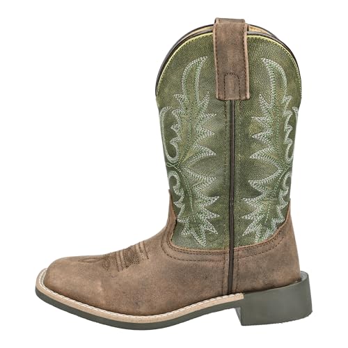 Smoky Mountain Western Boots Boys Harrison Leather Brown Green 3412C3