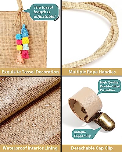 Cikcourp Large Beach Bag With Hat Clip For Women, Woven Straw Beach Tote Bag Waterproof, Bohe Weaving Swim Gym Travel Shopping Bag With Boho Bohemian Decorative Tassels(Detachable) #TOP4