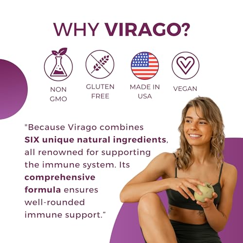 Virago - L Lysine Cold Sore Treatment for Lips - with Cats Claw, Olive Leaf Extract, PAU D\'Arco, and Zinc Supplements - Canker Sore Treatment Inside Mouth - 90 Tablets