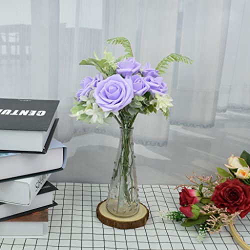 Derblue 60Pcs Three Different Sizes Artificial Roses Flowers Foam Roses Bulk W/Stem For Diy Wedding Bouquets Corsages Centerpieces Arrangements Baby Shower Cake Flower Decorations (Lilac) #TOP3