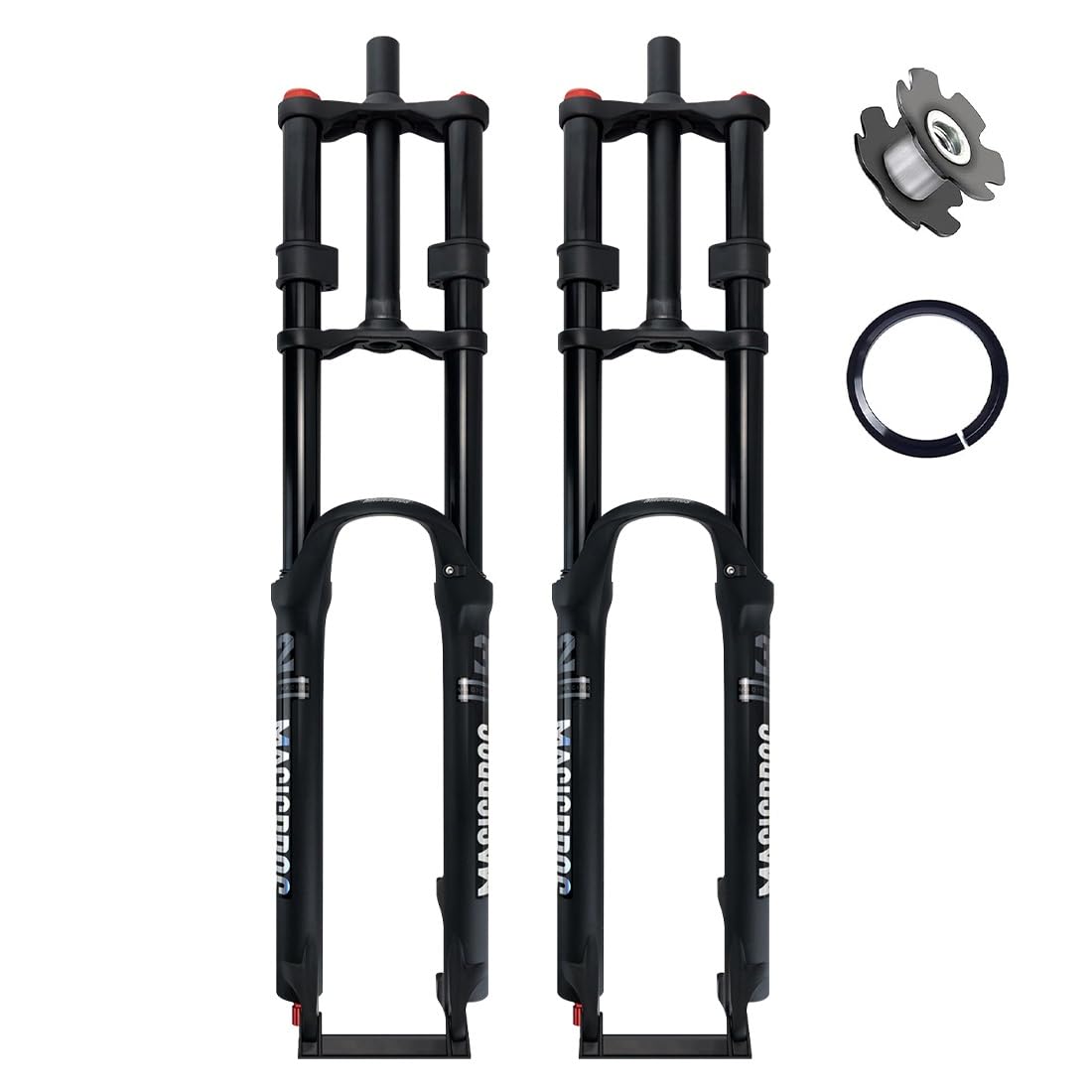 HOMSXPAC DH 26/27.5/29 Inch Mountain Bike Suspension Fork 180mm Travel Disc Brake Forks 1-1/8" Straight Air Double Crown Downhill 9 * 100mm QR With Damping Adjustment