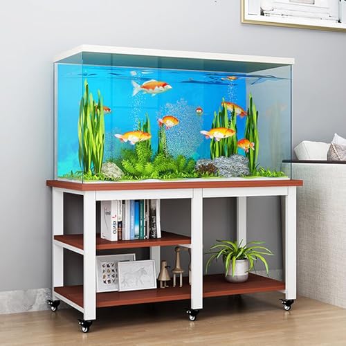Support pour aquarium à roulettes blanc 80x40 cm en acier robuste - 2