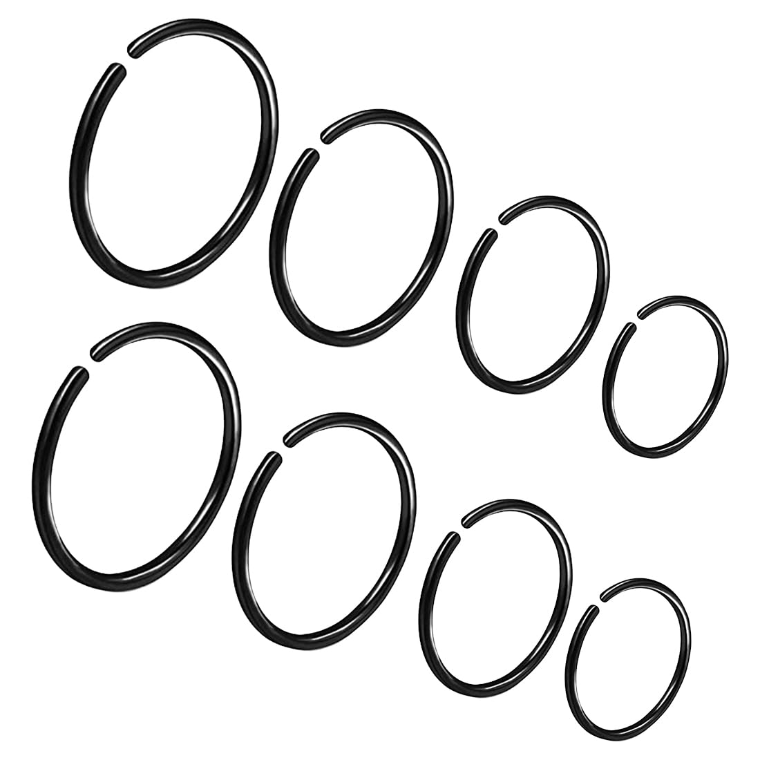 8 Pcs Acero Quirúrgico Piercings Nariz Septum Piercing 16G Segmento Anillo Cuerpo Piercing Nariz Aro Labio Anillos Cartílago Concha Helix Pendientes para Mujeres Hombres 6/8/10/12/14mm — view 7