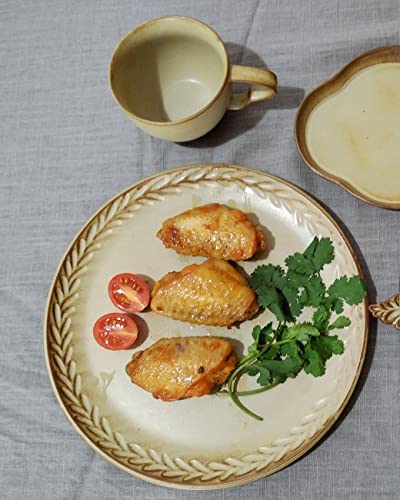 3-Piece-Handmade-Stoneware-Dishware-Plates-9-25-inch-Matte-Craft-Pottery-Dinner-Plates-Microwave-Safe-Embossing-Wheatear-Rimmed-Ceramic-Dinnerware-Platters-Earthy-Brown 3 Piece Handmade Stoneware Dishware Plates 9 25 inch Matte Craft Pottery Dinner Plates Microwave Safe Embossing Wheatear Rimmed Ceramic Dinnerware Platters Earthy Brown
